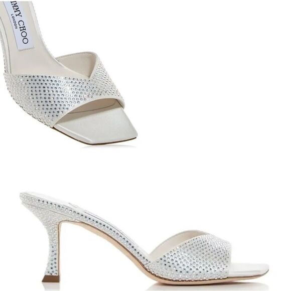 Jimmy Choo Silver Heels with Elegant Curved Design - Picture 3 of 14